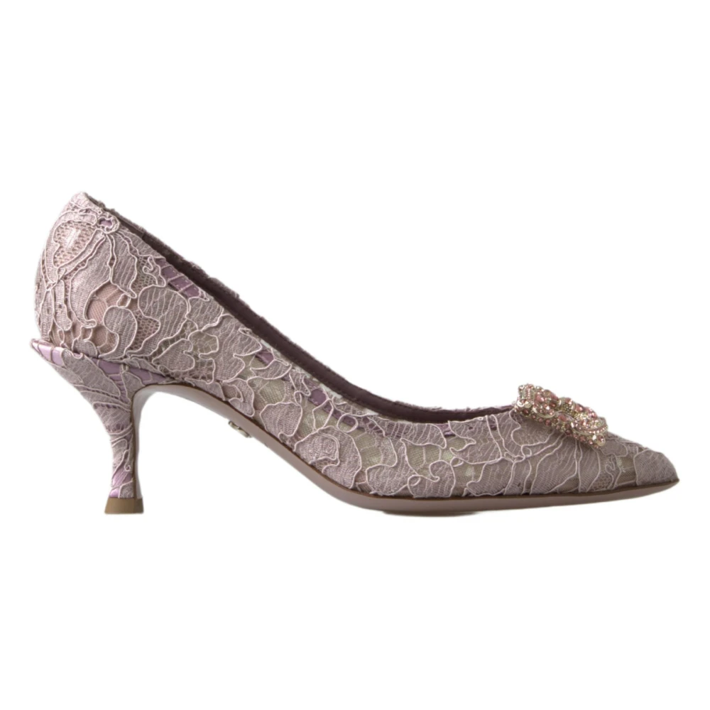 Dolce & Gabbana Pink Pumps, Female, 2 Uk, Floral Lace Crystal Pumps