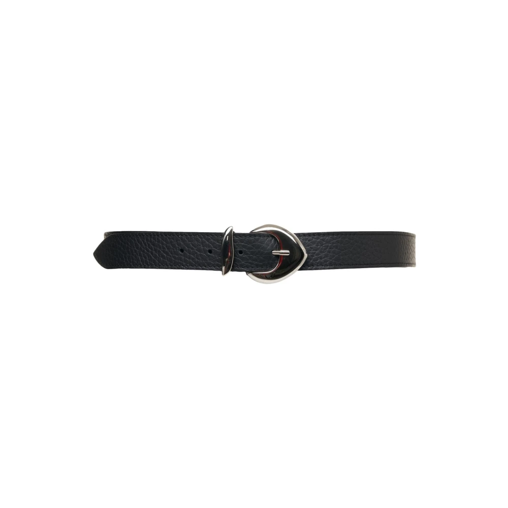 Orciani Zwarte Leren Riem met Zilveren Details Black Dames