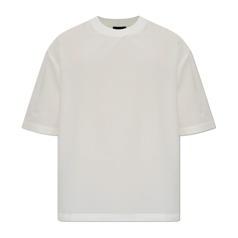 Emporio Armani Mannelijk Beige Tops Heren, Xl, T-Shirt Met Ronde Hals