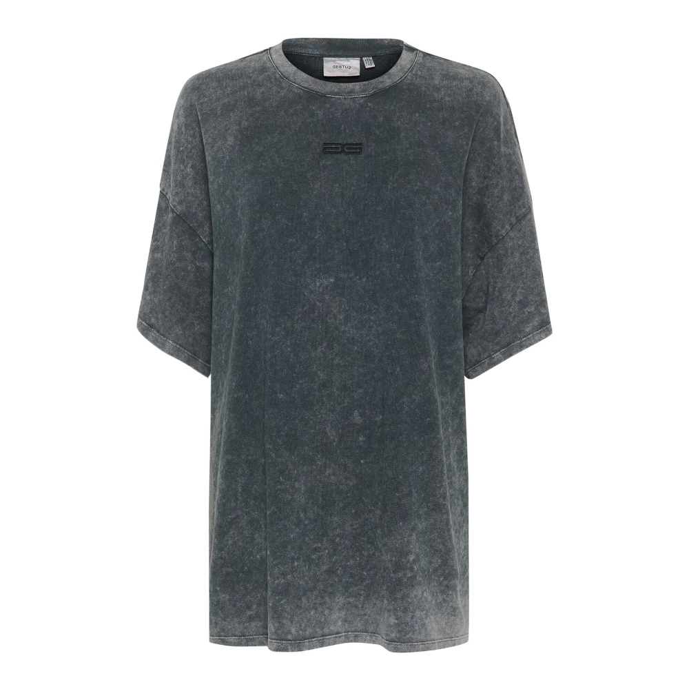 Gestuz Women's Gray Dark Grey Washed Oversize Tee Top - T-Shirts - Xl - Tops
