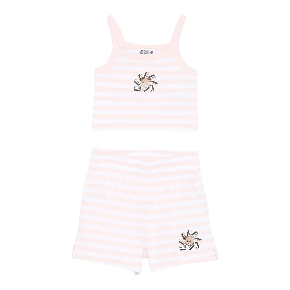 Moschino Girls Pink Kids Sets, 8 Y, Striped Two-Piece Suit