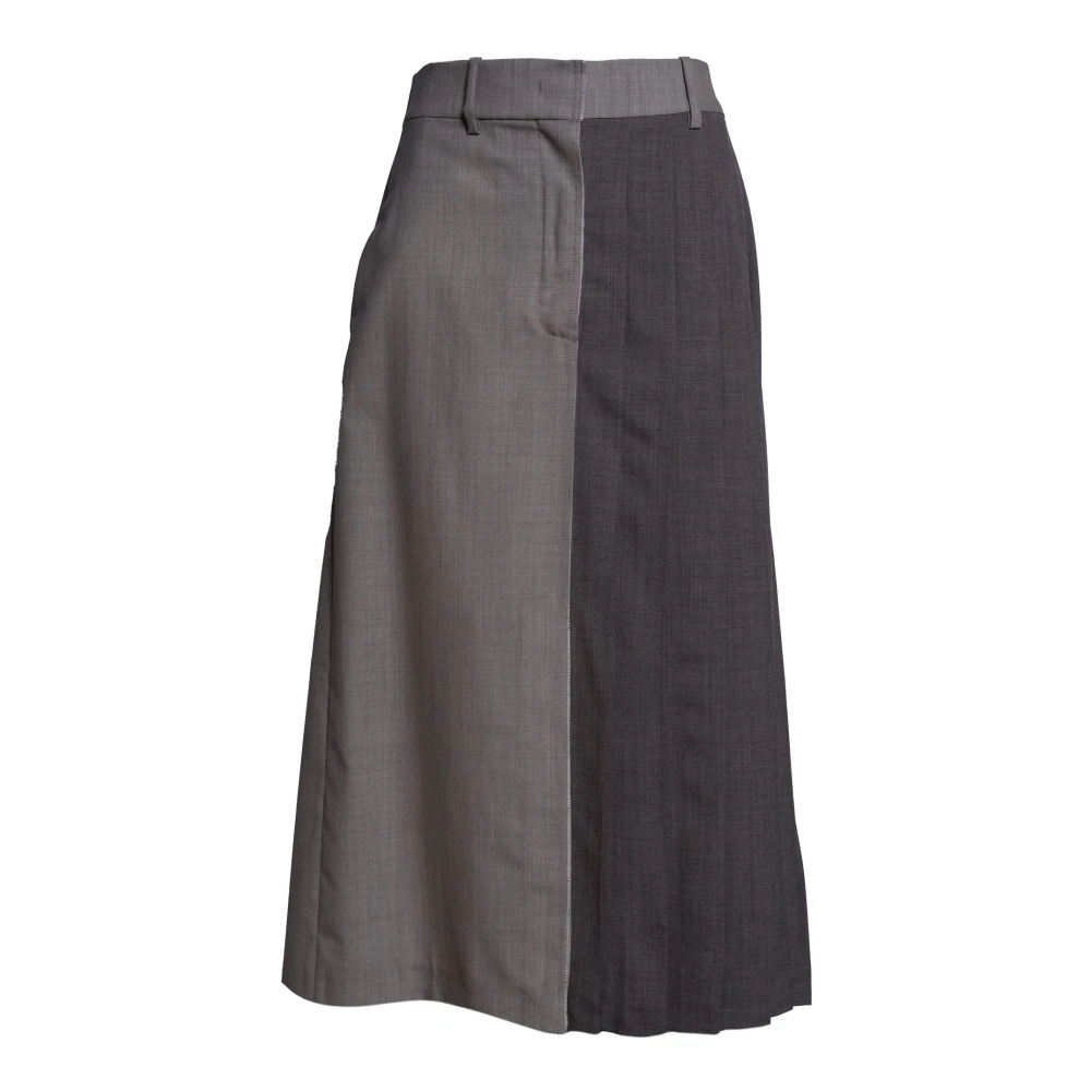 Erika Cavallini Multicolor Ankle-Length Asymmetric Pleated Skirt - Female - Midi Skirts - M - Skirts