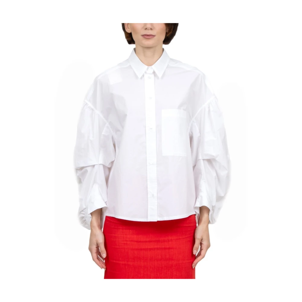 Tela Witte Katoenen Overhemd Lange Mouw White Dames
