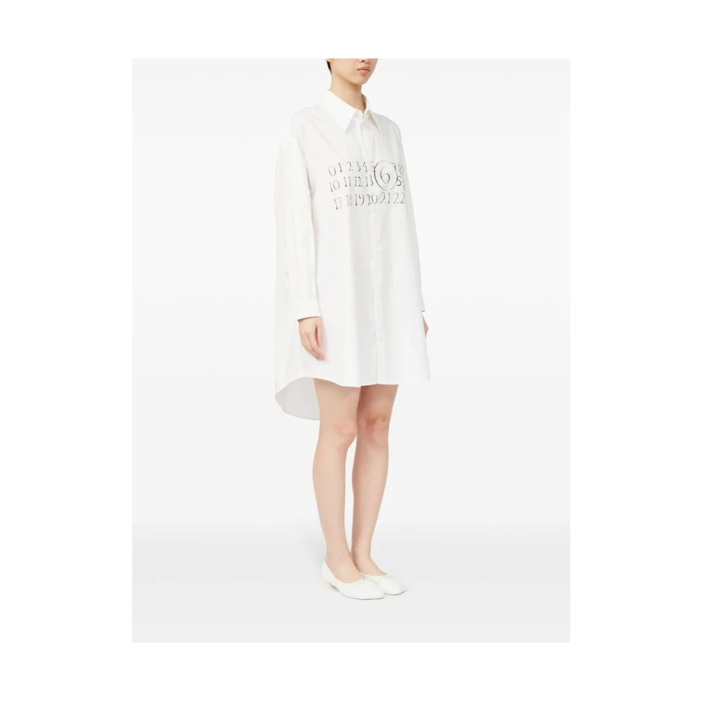 MM6 Maison Margiela Witte Signature Numbers jurk van katoen White Dames