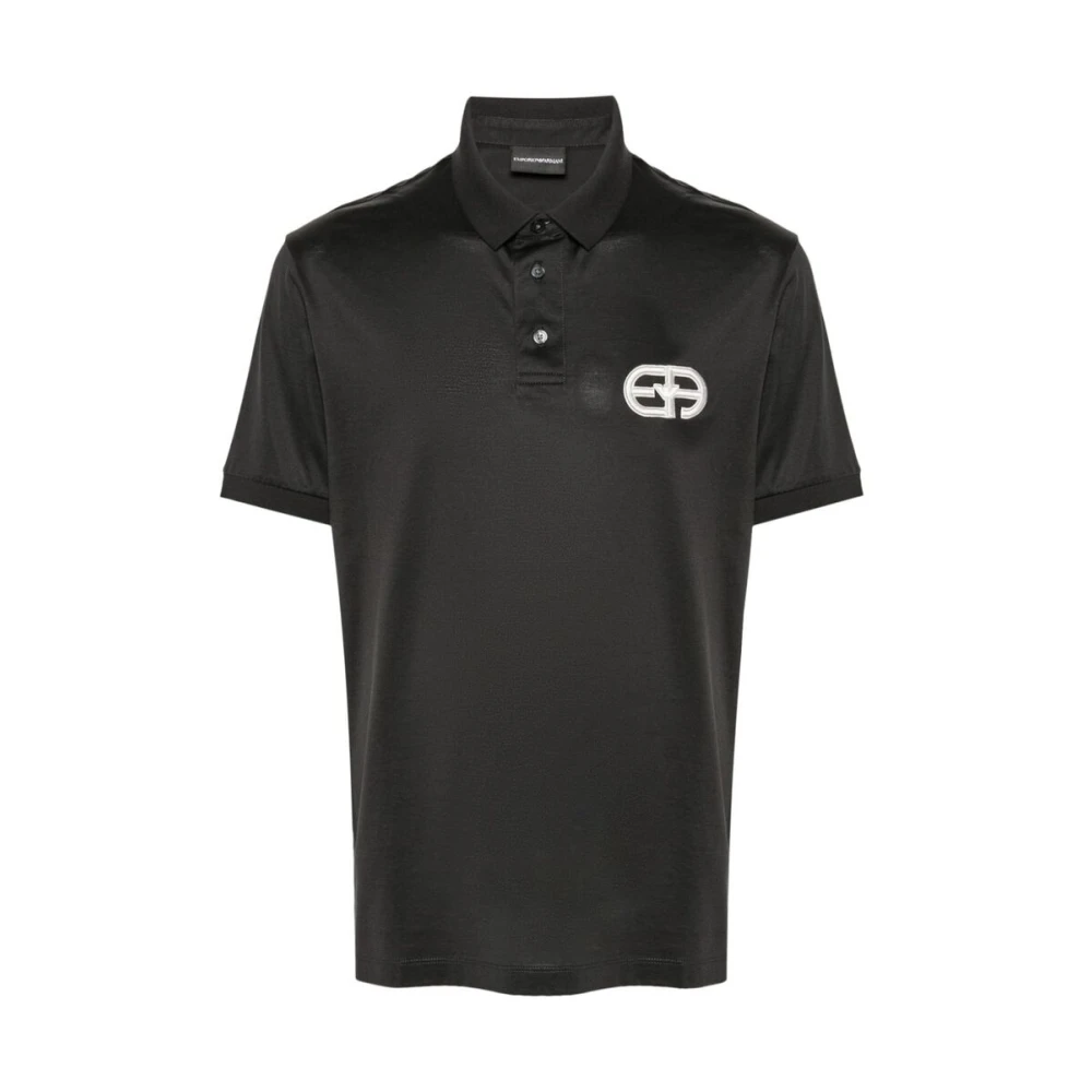 Emporio Armani Gebreide Polo Sweater in Grijs Gray Heren