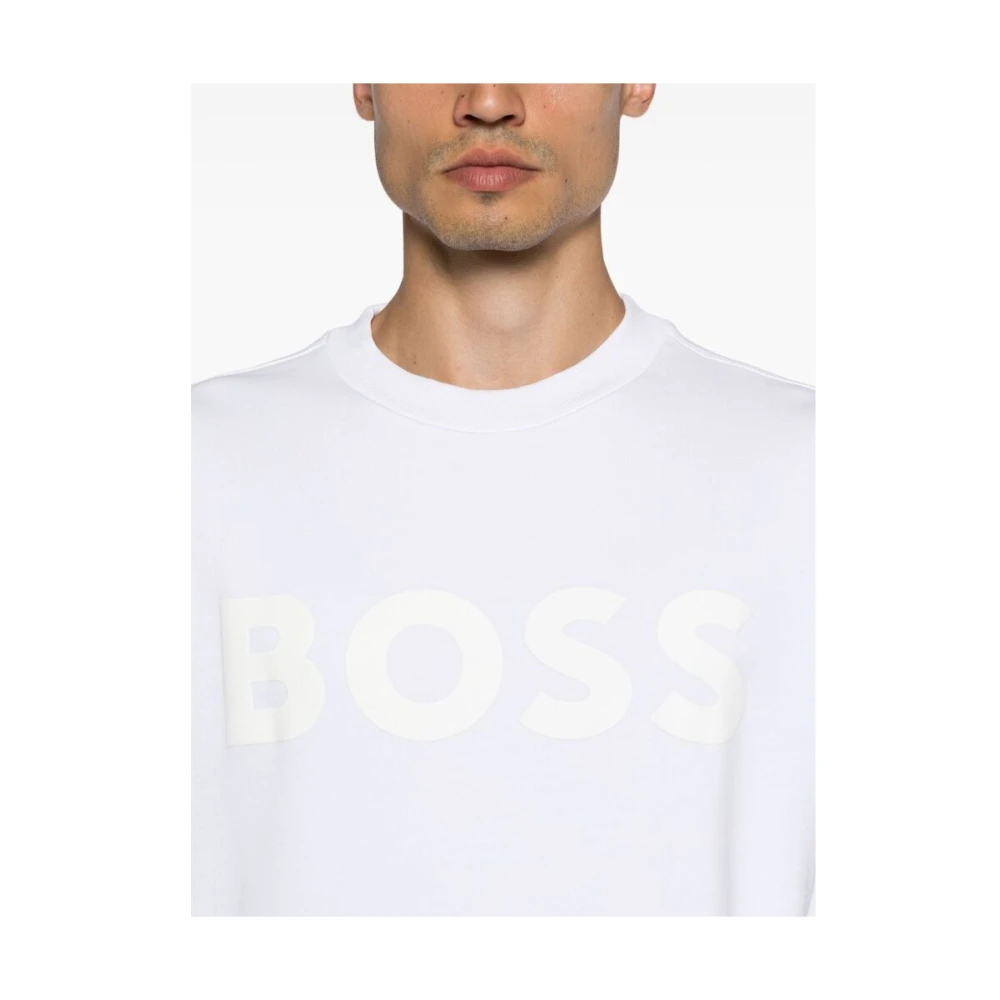 Hugo Boss Witte Katoenen Crew Neck Sweatshirt White Heren