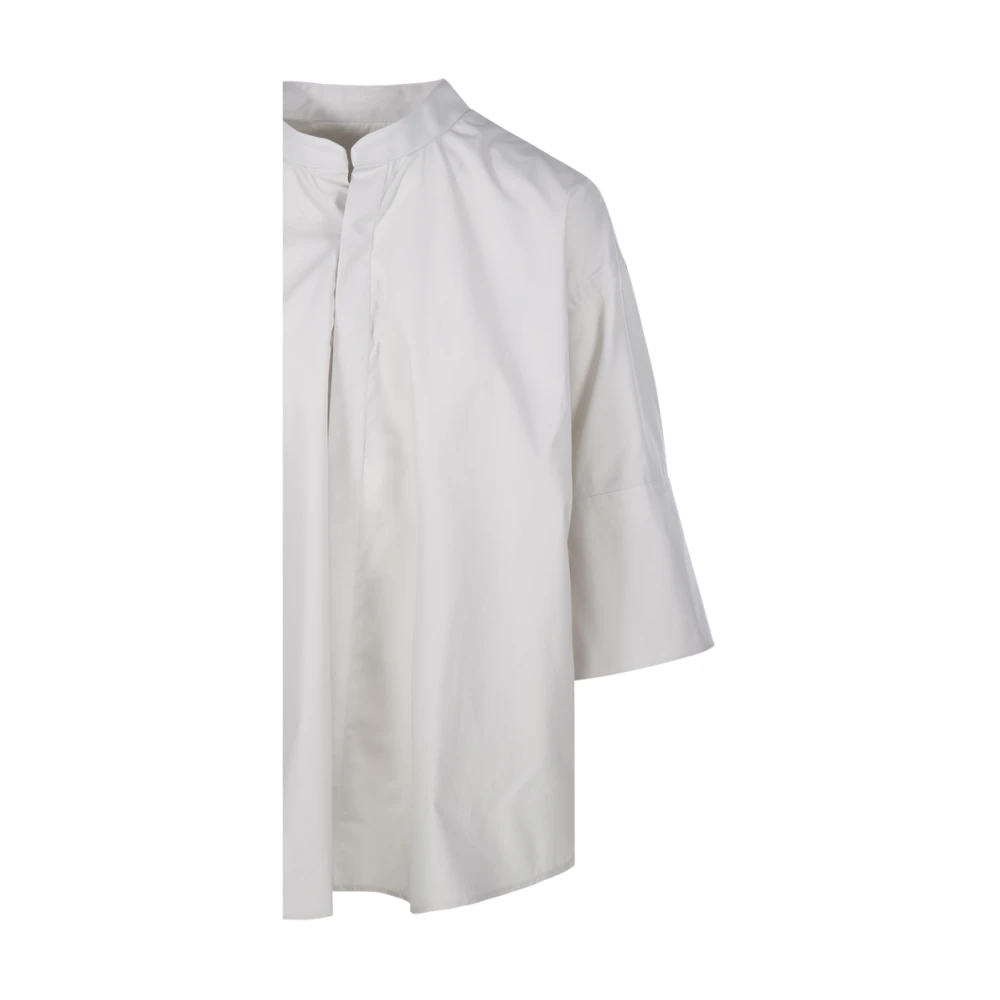 Ami Paris Mandarijn Kraag Shirt 193 Krijt White Dames