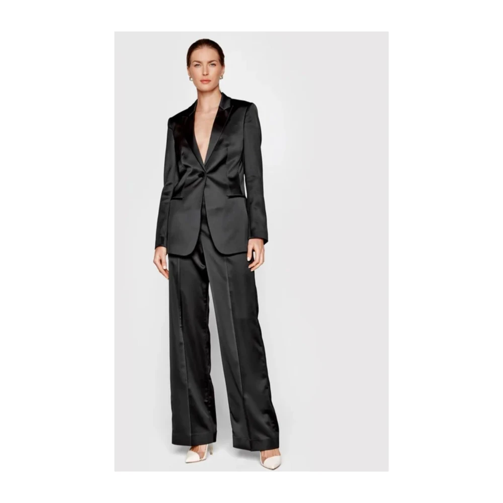 Calvin Klein Duchess Satin Regular Fit Broek Black Dames