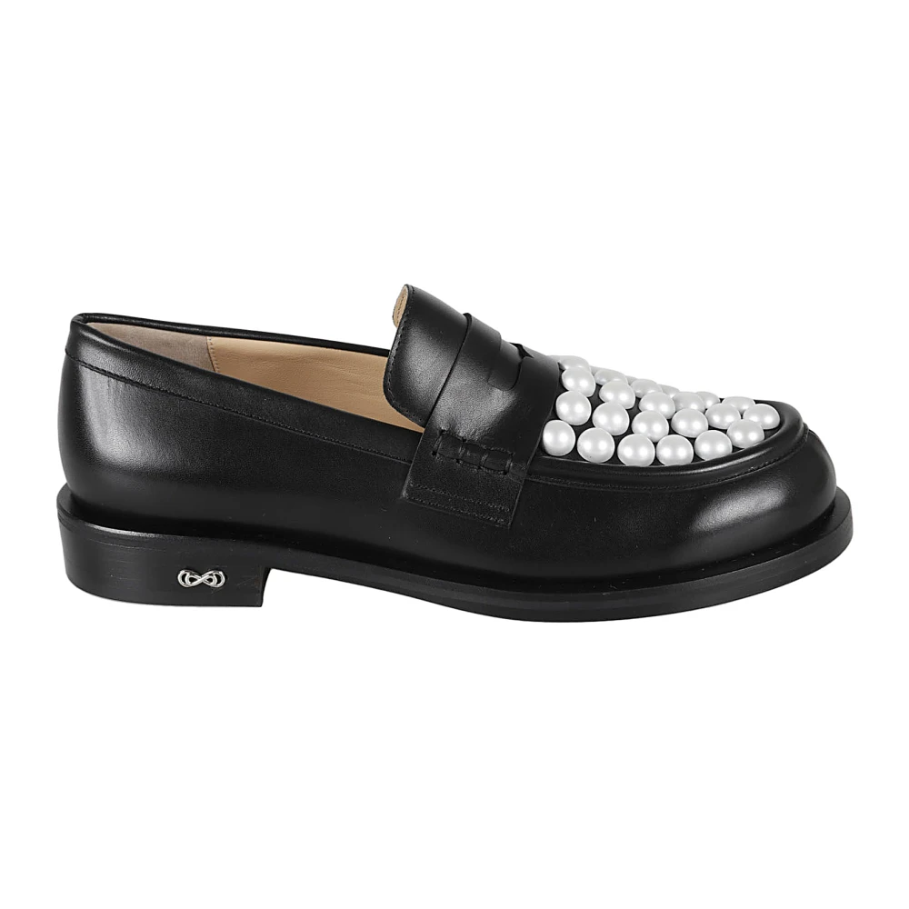 Mach & Mach Vrouw Zwart Schoenen Dames, 37 Eu, Leer, Witte Loafers
