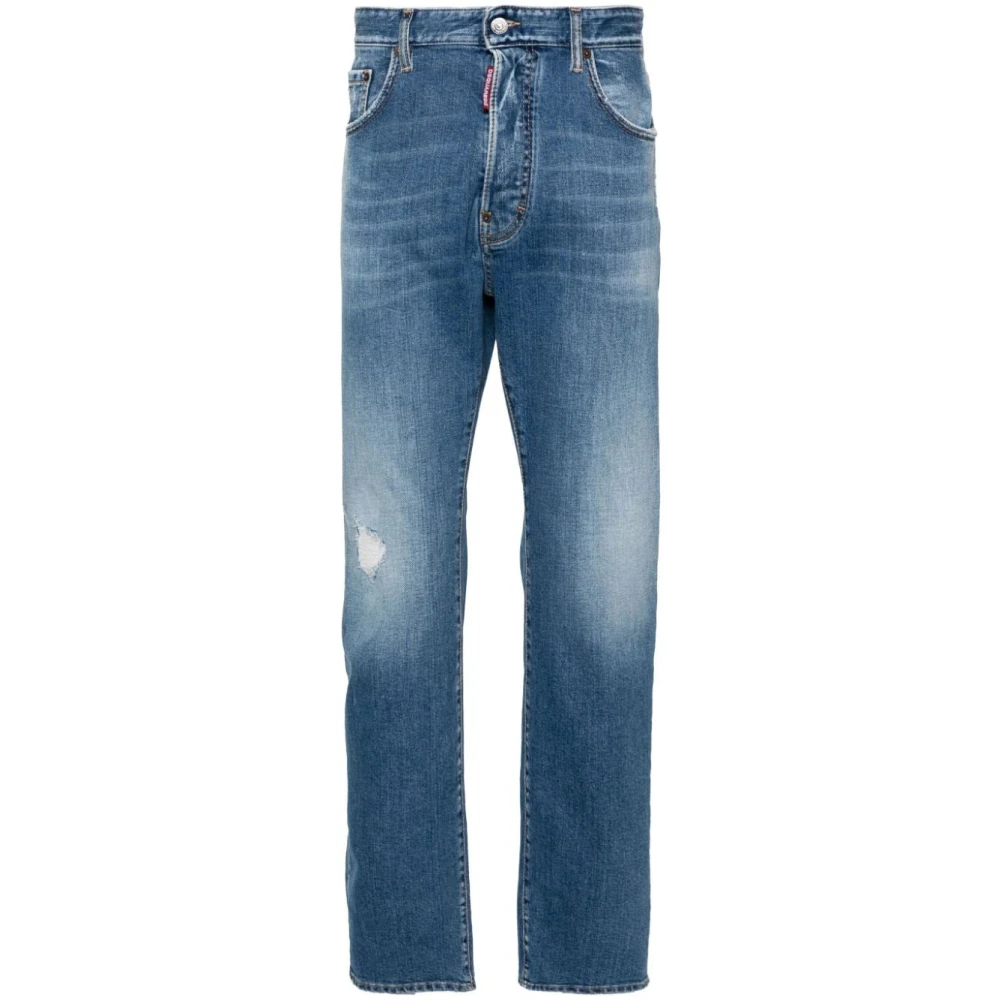 Dsquared2 Faded Distressed Slim-Cut Jeans Blue Heren