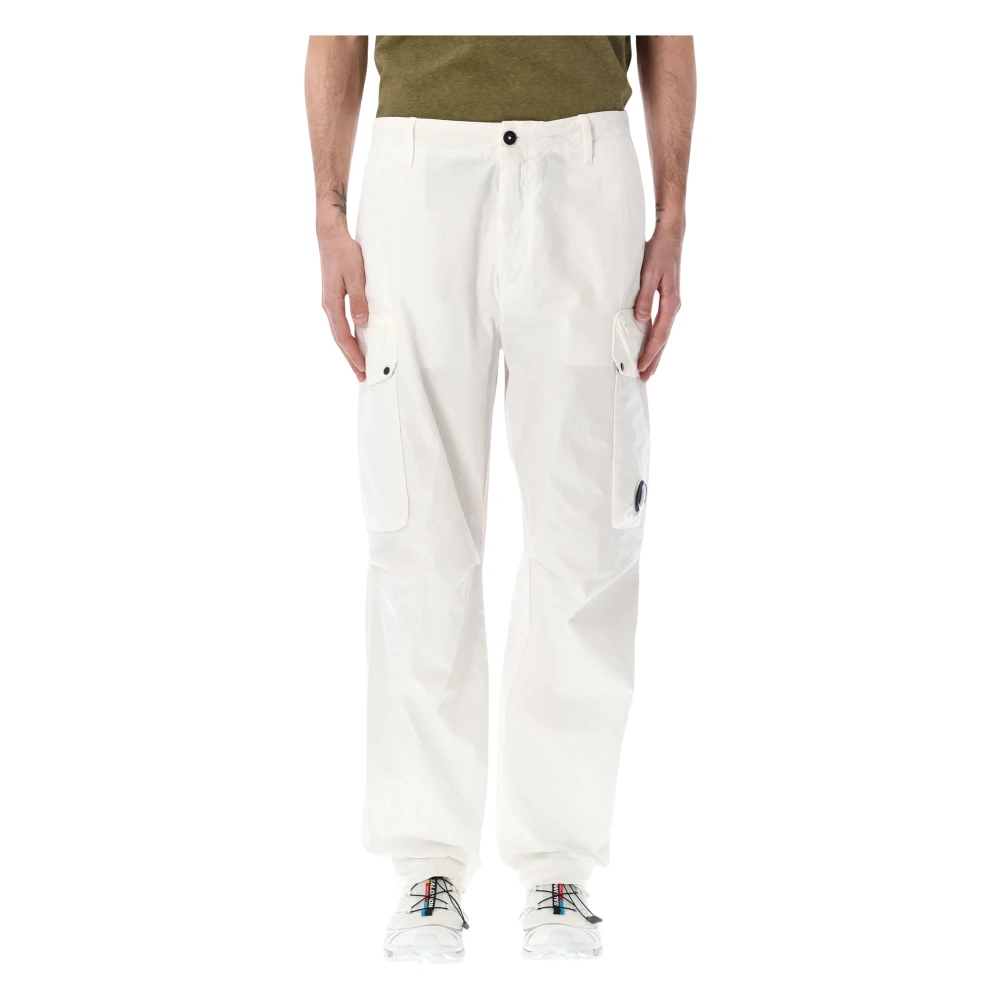 C.p. Company Men's White Straight Trousers, 2XL, Cargo Pant In Microreps
