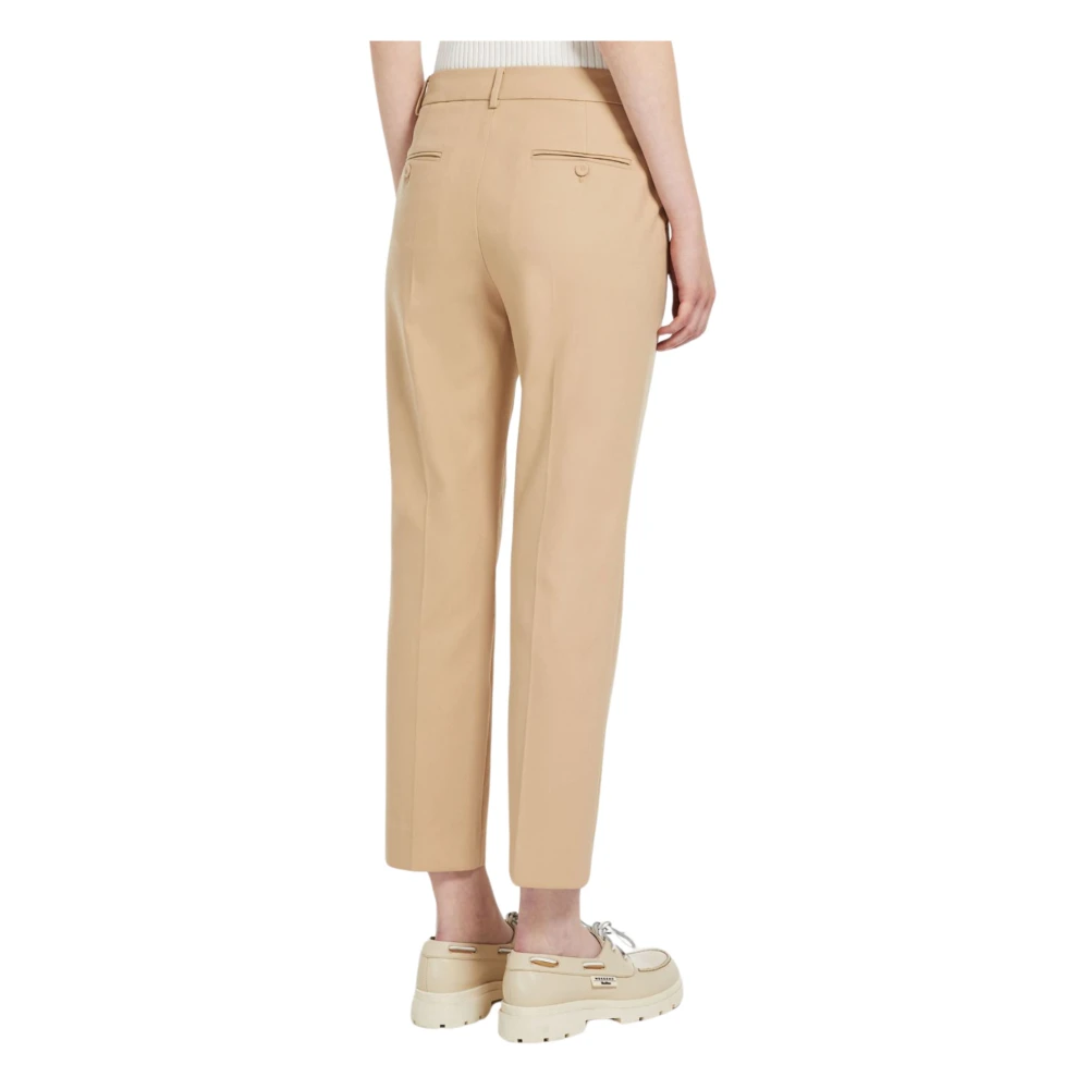 Max Mara Weekend Beige Katoen Stretch Sigaret Broek Beige Dames