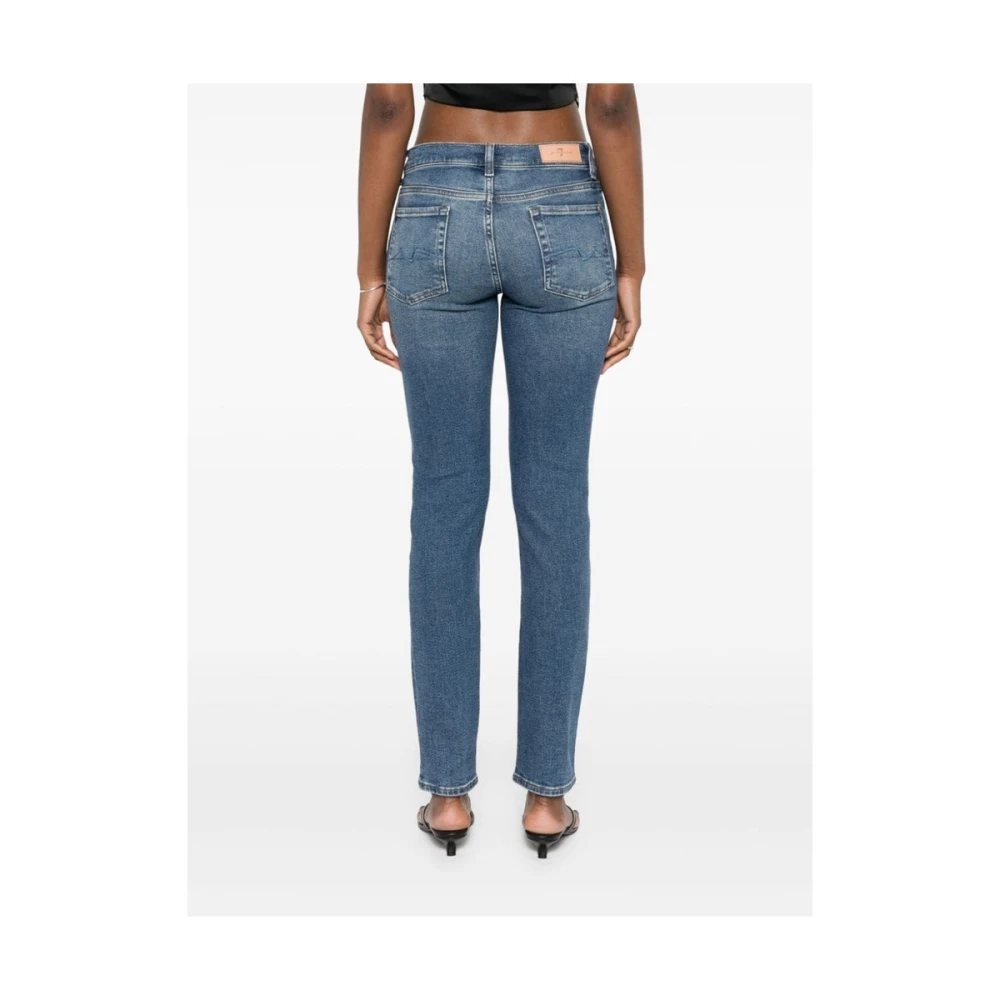 7 For All Mankind Blauwe Slim Fit Jeans Met Korte Lengte Blue Dames