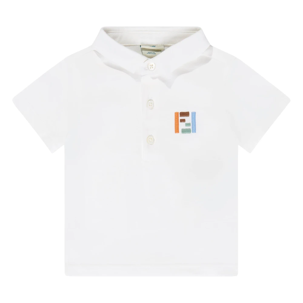 Fendi Ff Logo Polo Shirt - Male - Kids Short Sleeve T-Shirts - White - 12 M - Kids