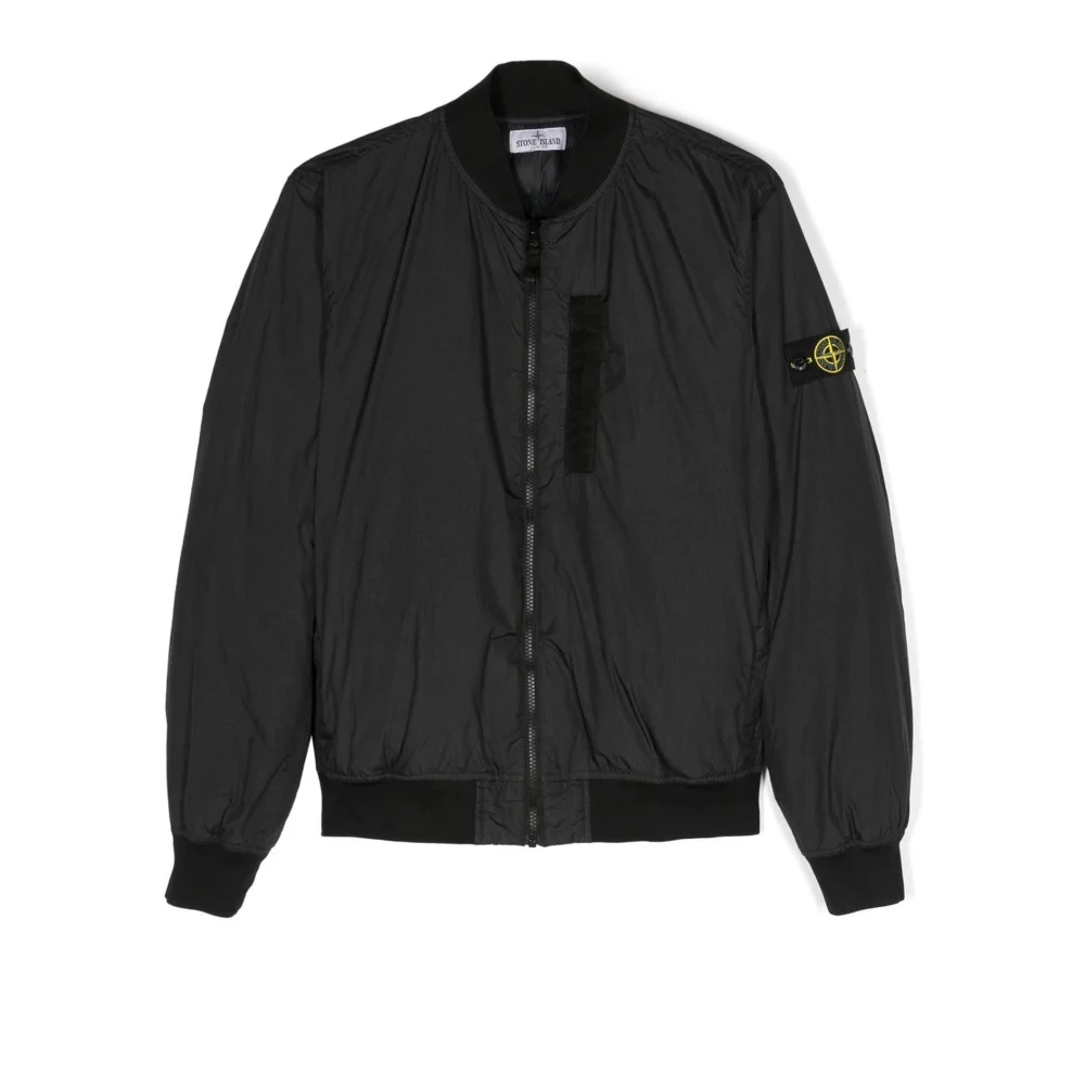 Stone Island Svart dunjacka med komp motiv Black, Pojke