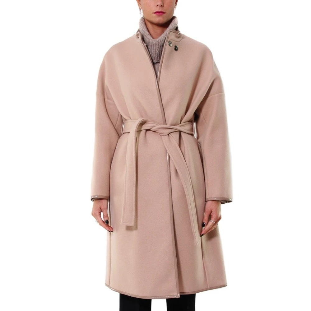 pinko Oversized wollen jas met details van imitatieleer Pink Dames