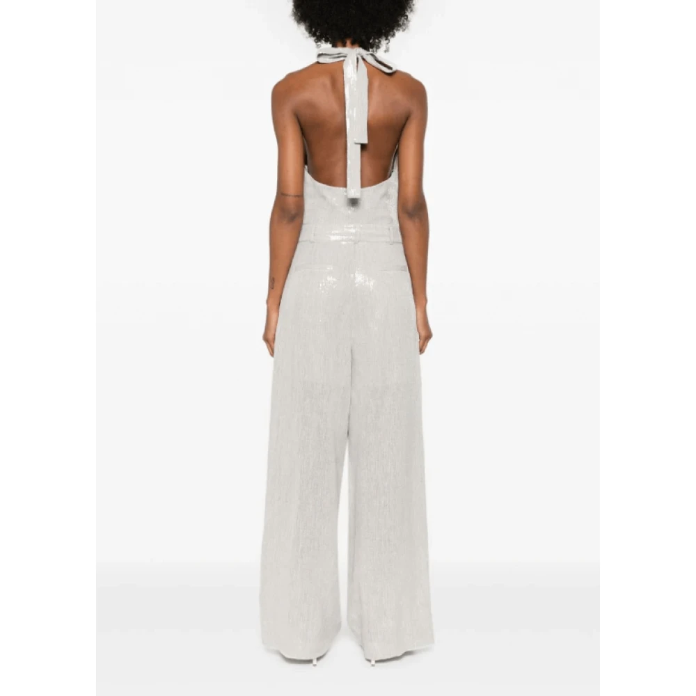 BRUNELLO CUCINELLI Paillet Halternek Jumpsuit Beige Dames