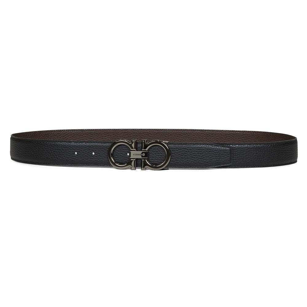 Ferragamo Men's Black Reversible Gancini Belt - Belts - 90 Cm - Accessories