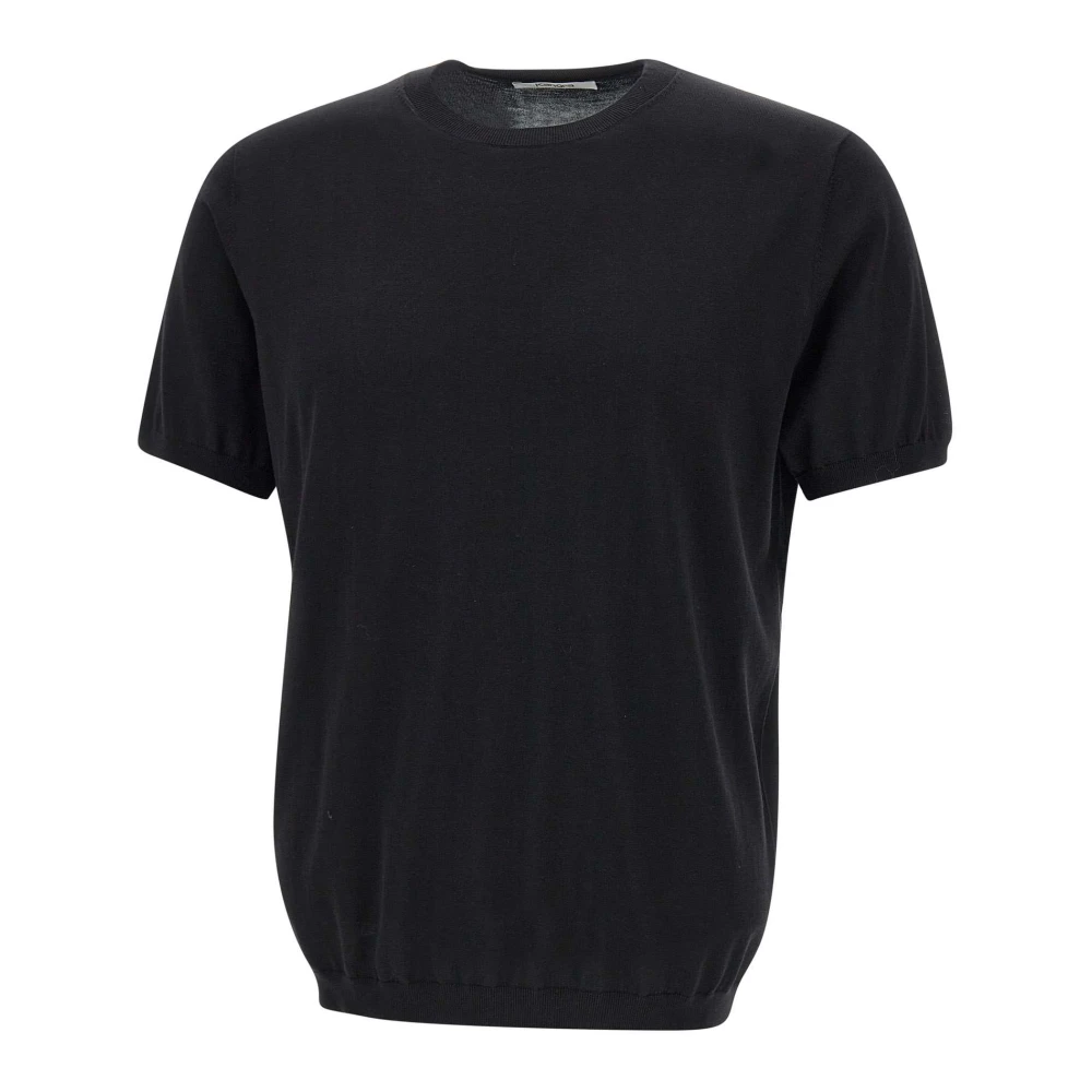 Kangra Men's Black Round-Neck Knitwear, 3XL, Silk And Cotton T-Shirt