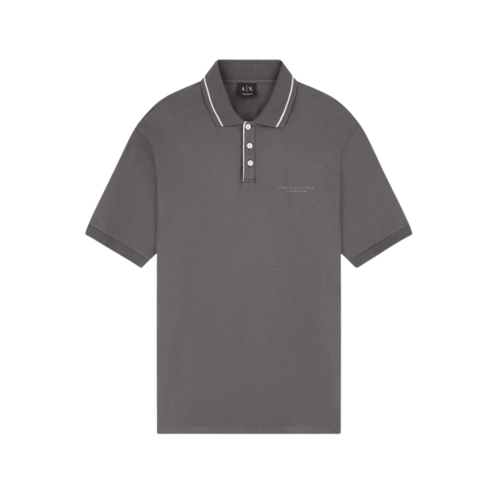 Armani Exchange Mannelijk Grijs Tops Heren, S, Katoen, Regular Fit Poloshirt Van Stretch Jersey