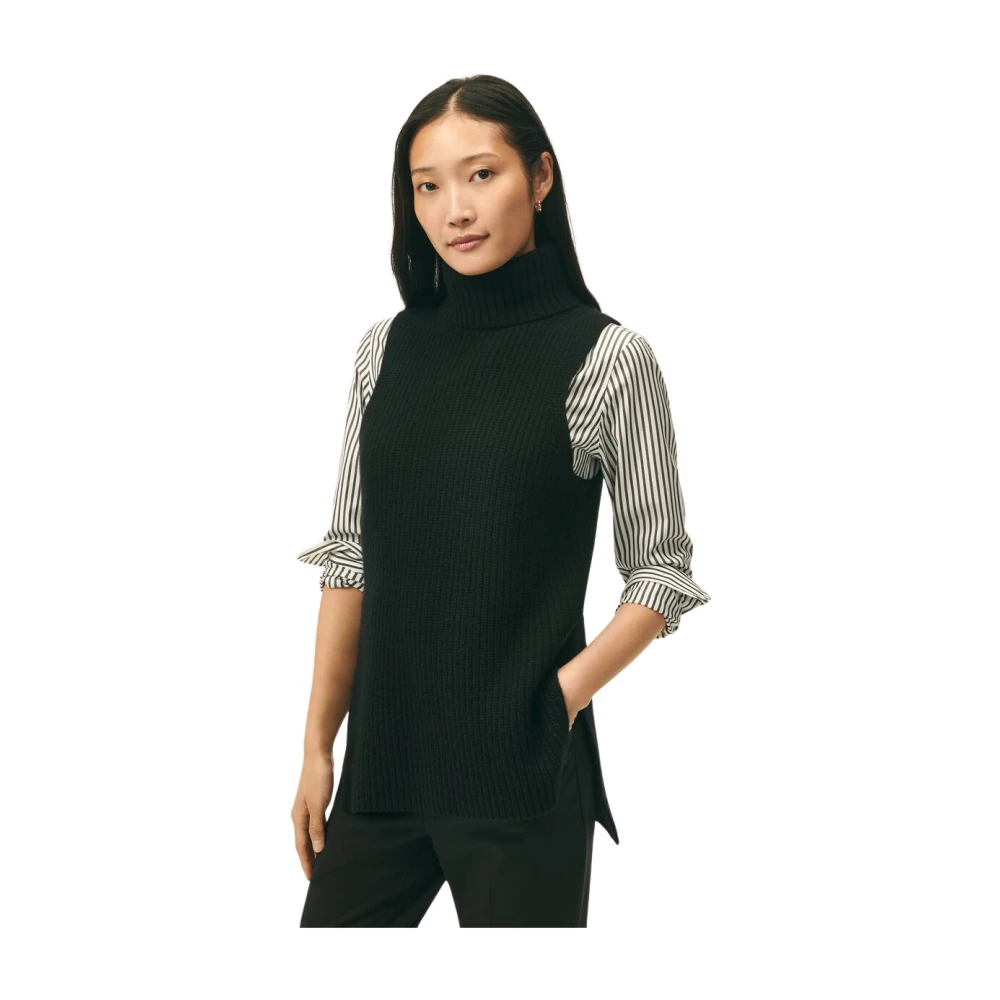 Brooks Brothers Vrouw Zwart Truien & Vesten Dames, L, Wol, Wollen Kasjmier Mouwloze Coltrui