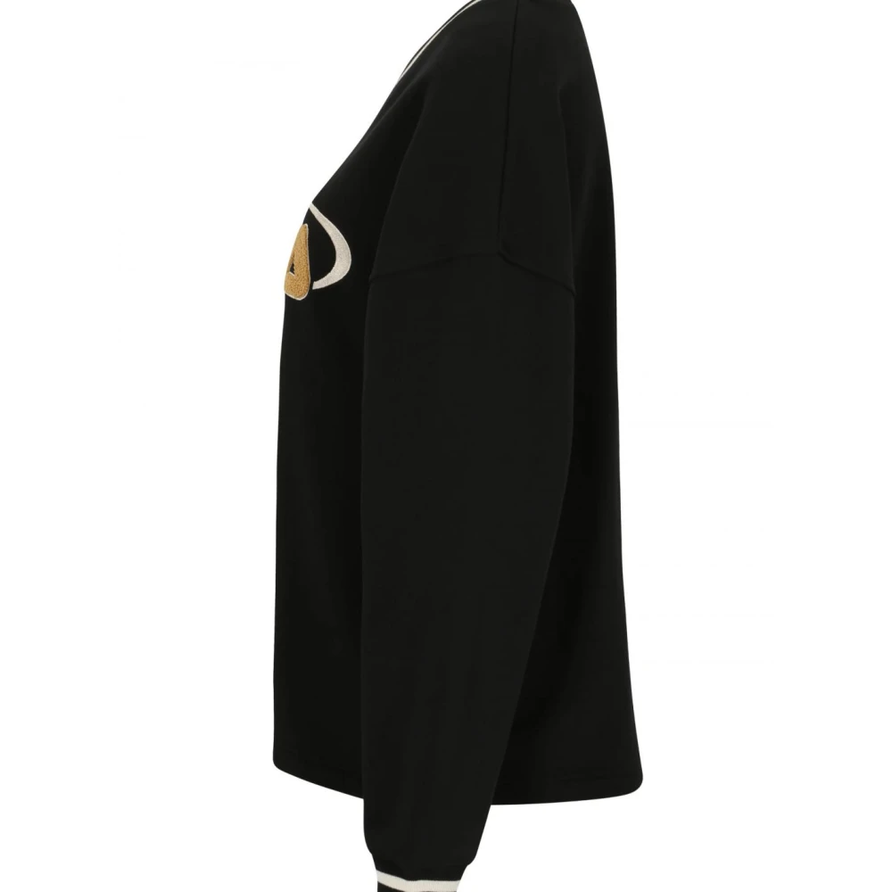 Fila Elliptisch Logo Sweatshirt met V-Hals Black Dames