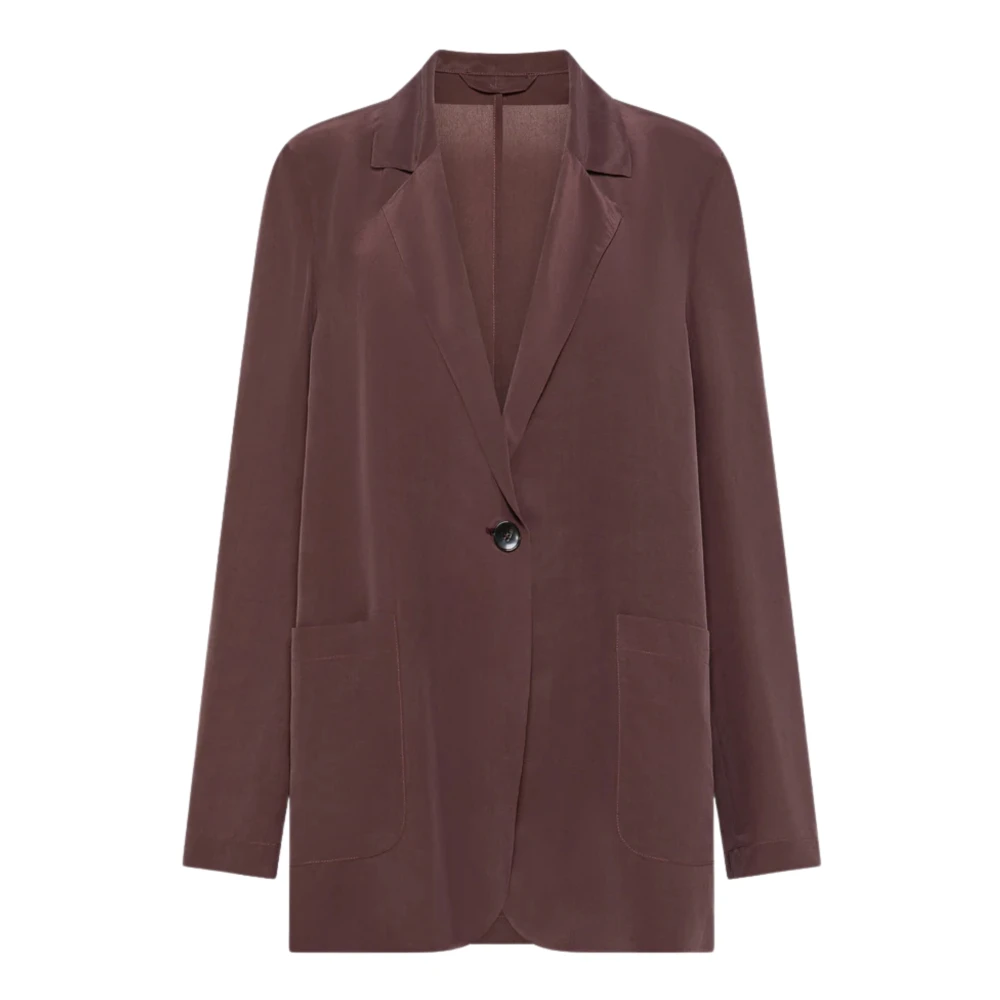 Seventy Women's Brown Blazers, 2XL, Giacca Monopetto In Seta Viscosa Lavata
