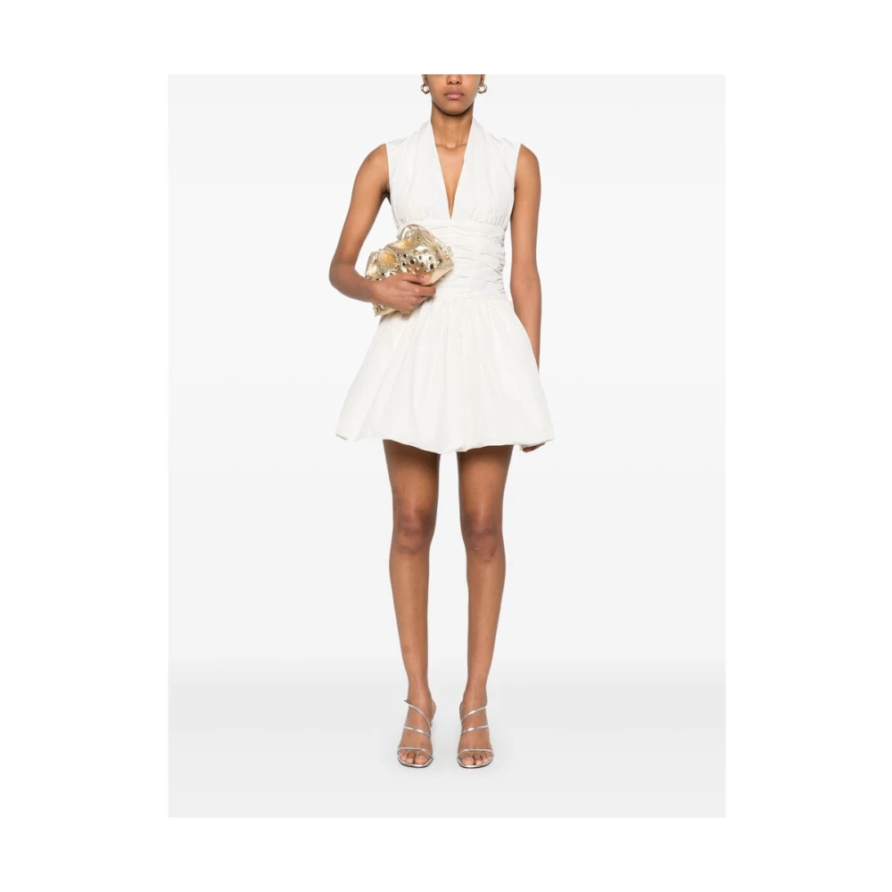 Patou Witte Halternek Mouwloze Wijd Uitlopende Rok Jurk White Dames