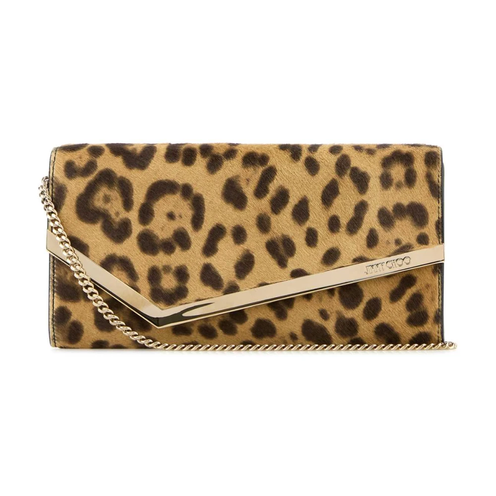 Jimmy Choo Emmie Gedrukte Kalfshaar Clutch Brown Dames