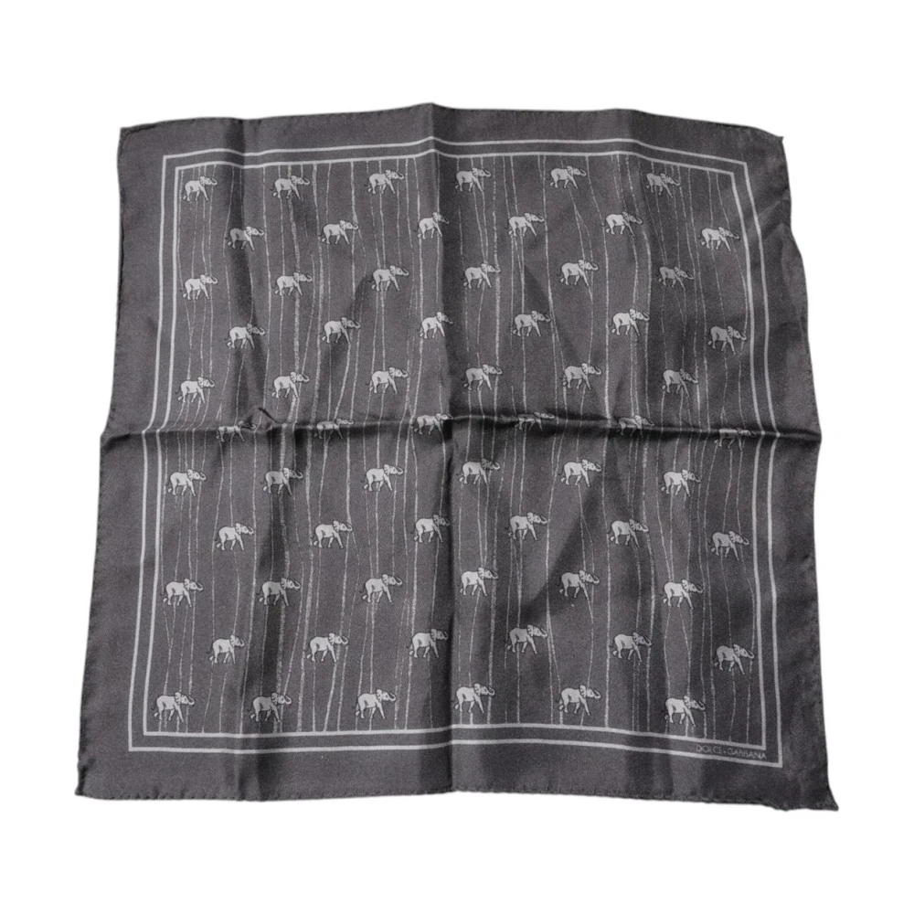 Dolce & Gabbana Women's Gray Silk Scarves, One Size, Elephant Fantasy Handkerchief Scarf