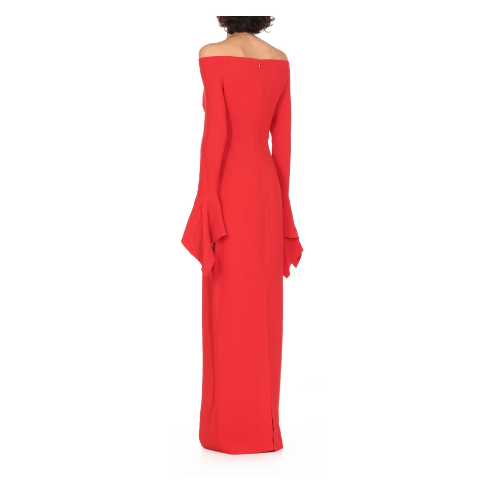 Solace London Rode Jurk met Rechte Hals en Lange Mouwen Red Dames