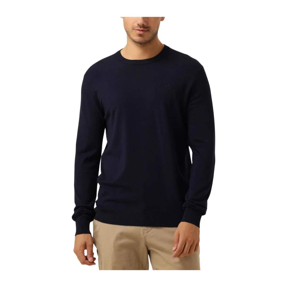 Scotch & Soda Navy Viscose Crewneck Pullover Sweater Blue Heren