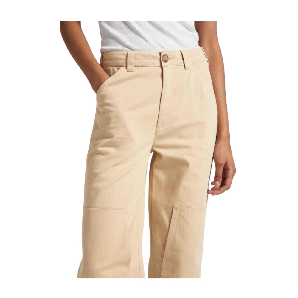 Pepe Jeans Werkbroek met Patch Details Beige Dames