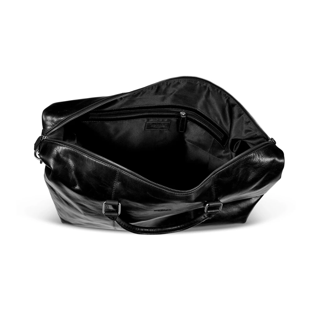 Howard London Zwarte Leren Weekendtas Black Heren