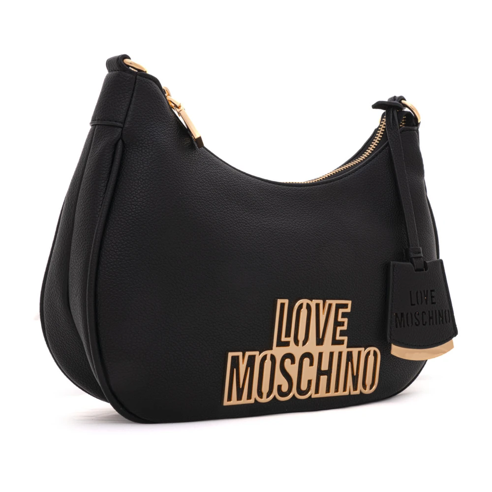 Love Moschino Halvemaanvormige tas met rits Black Dames