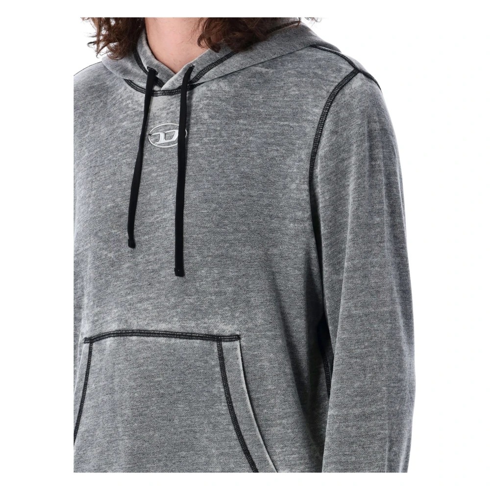 Diesel Grijze Gebreide Hoodie Ss25 Gray Heren