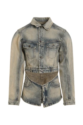Champagne Stonewashed Cutout Denim Jacket