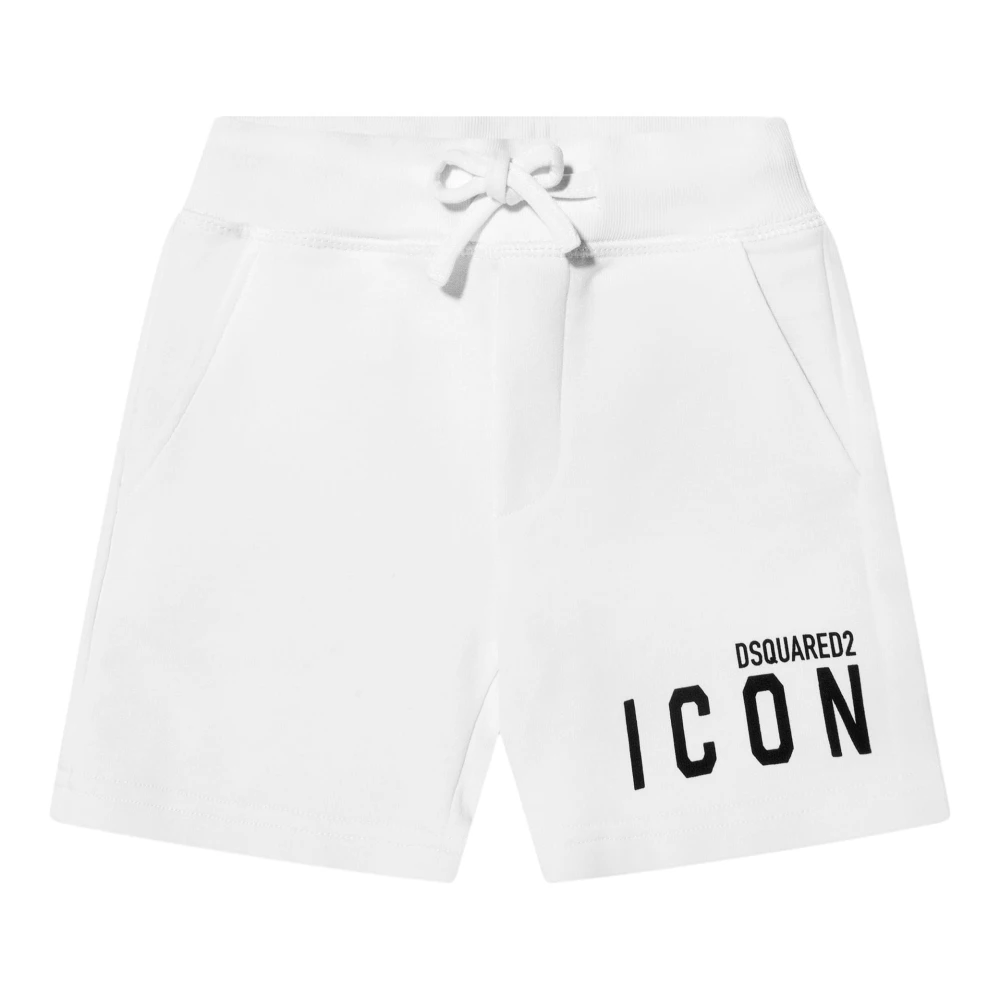 Dsquared2 Unisex Kids White Shorts,, Icon Logo Shorts Size 14 Y