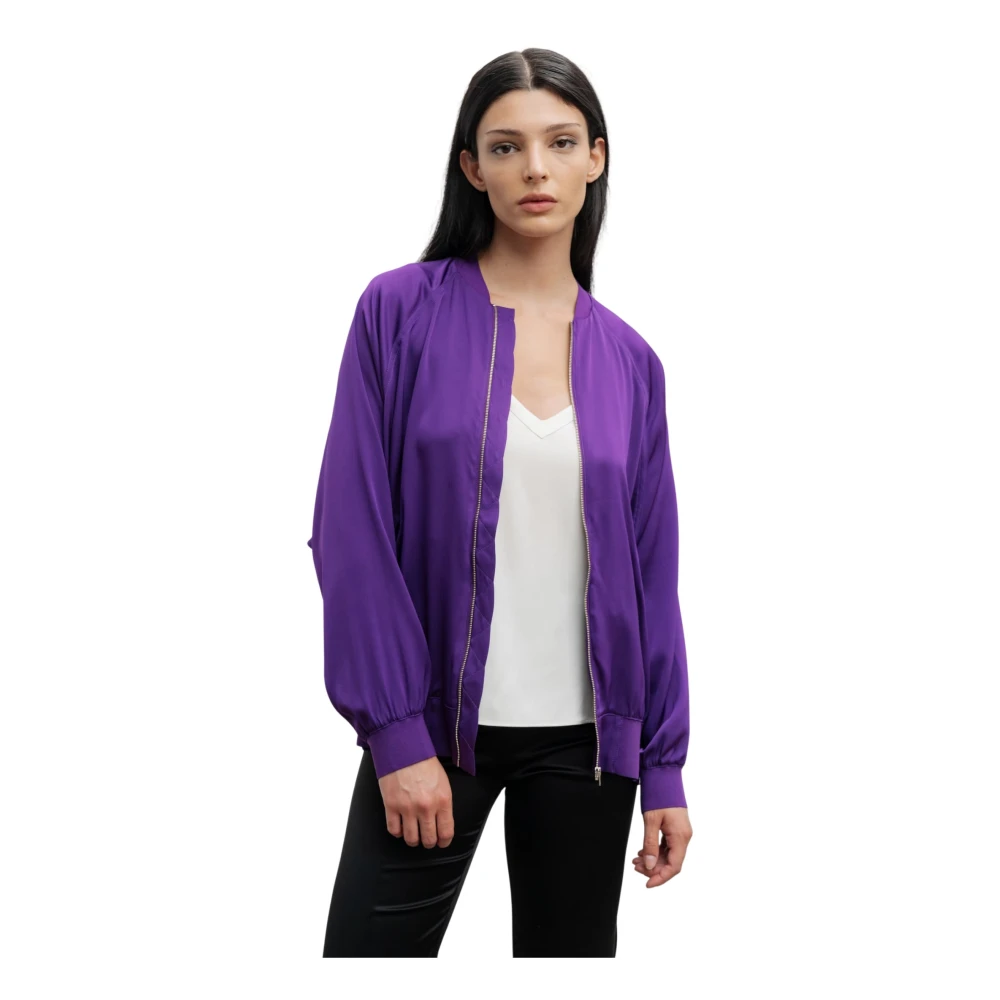 Ahlvar Gallery Kimie silk bomber jacket violet Purple Dames