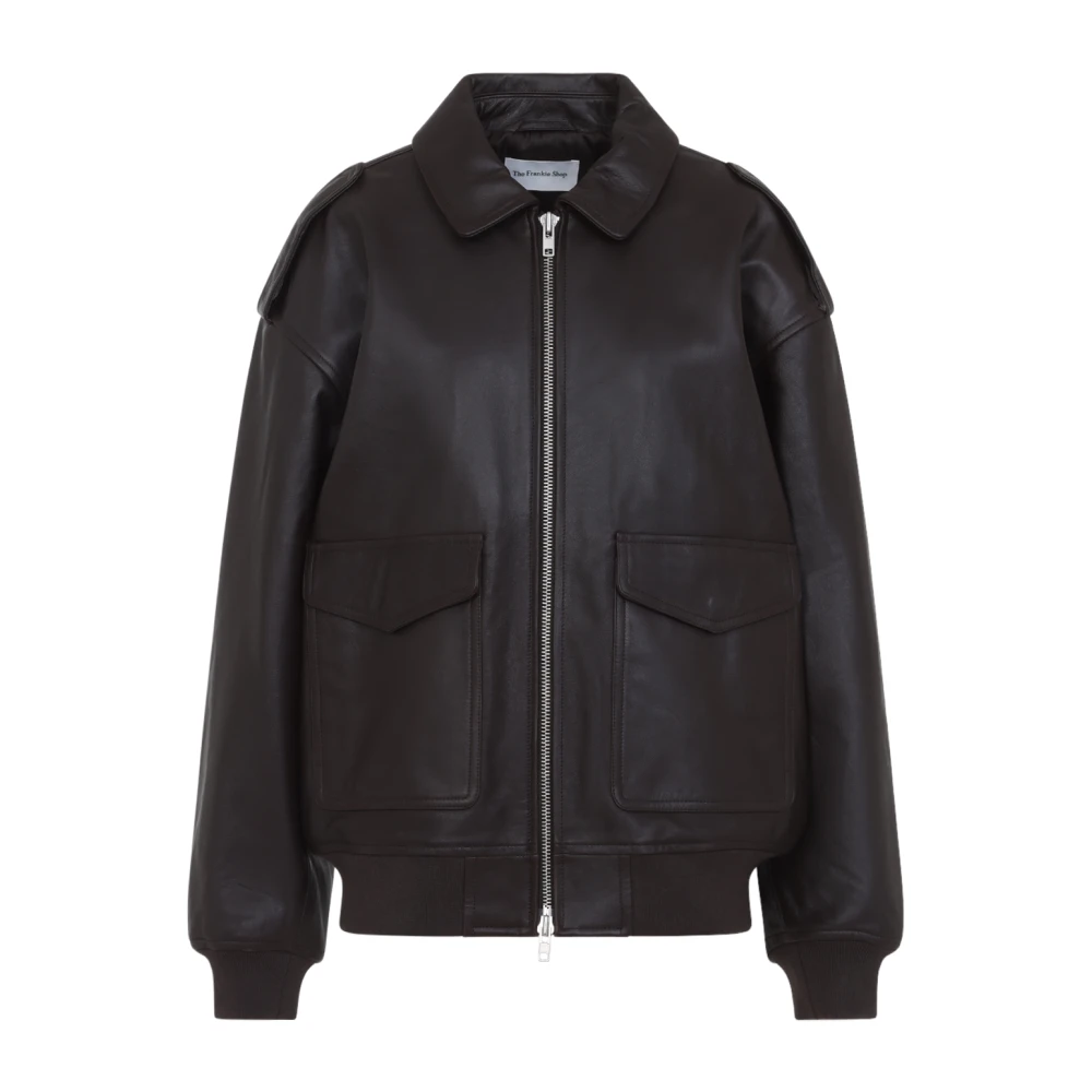 The Frankie Shop Brown Viper Leather Jacket - Female - Leather Jackets - S - Jackets