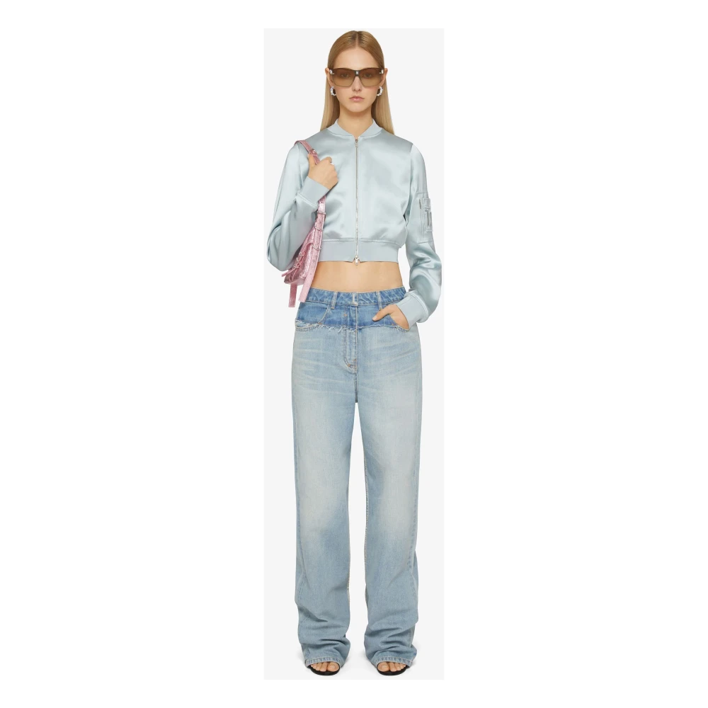 Givenchy Mixed Denim Straight Jeans Blue Dames