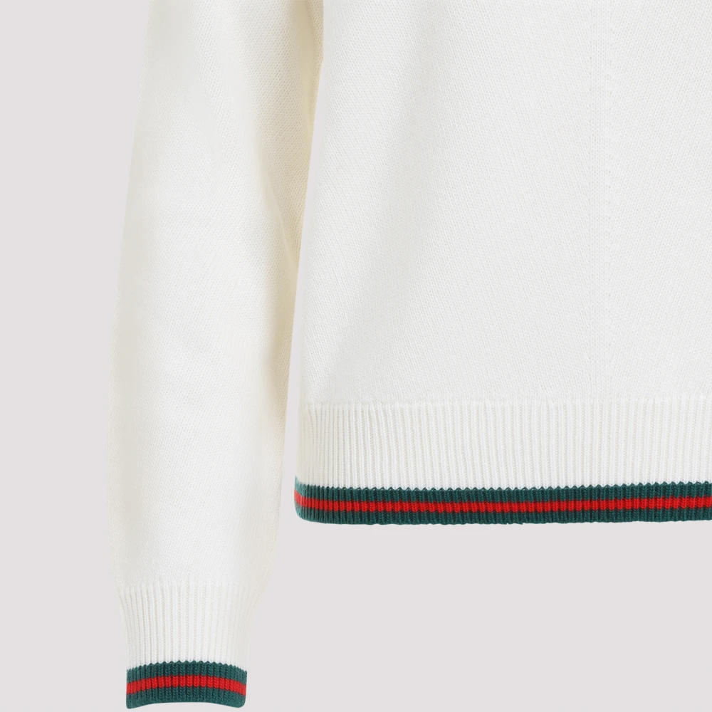 Gucci Wollen en kasjmier trui met webmotief White Dames