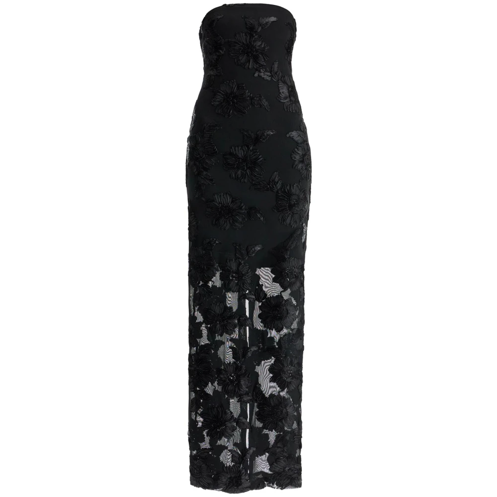 Rotate Birger Christensen Geborduurde Mesh Mouwloze Maxi Jurk Black Dames