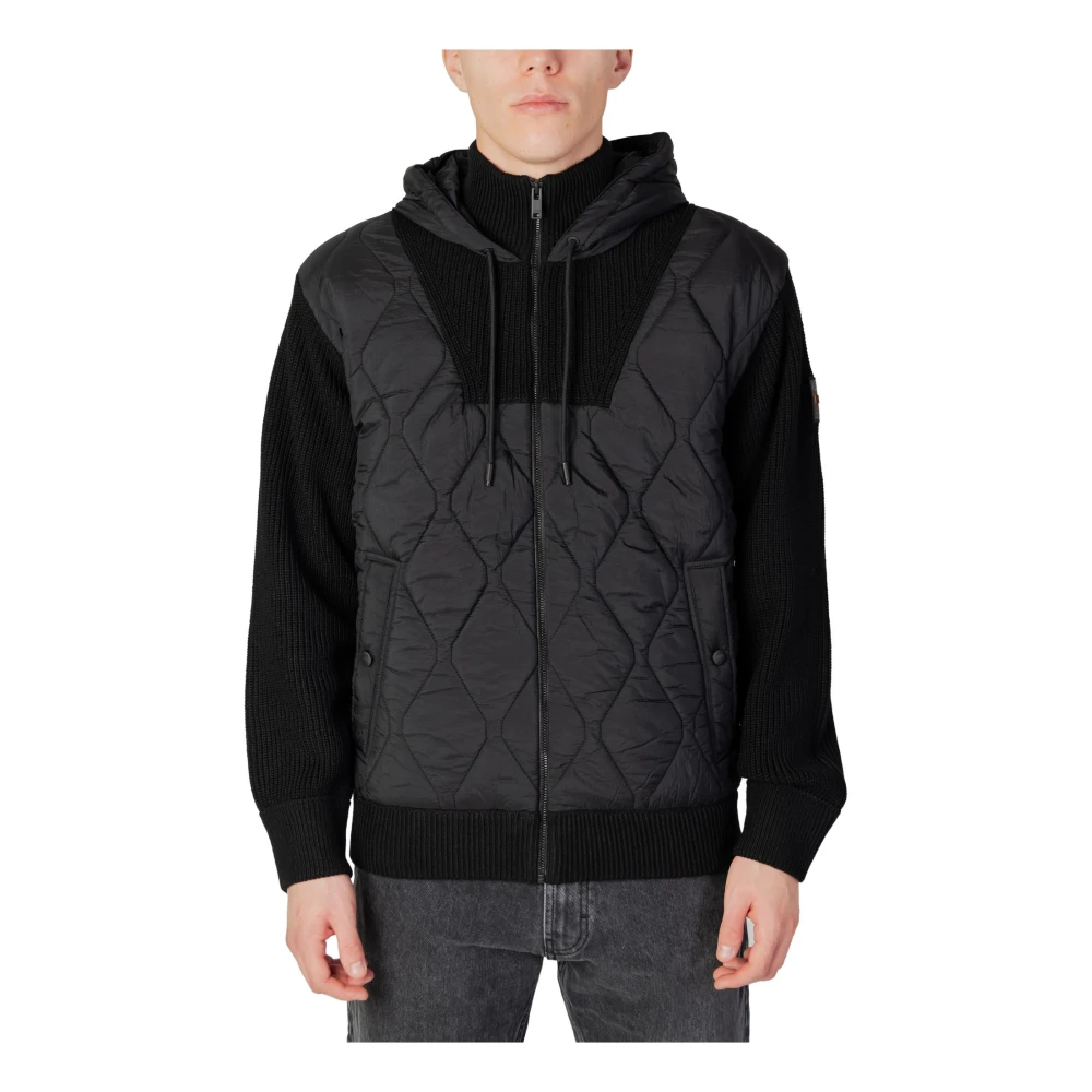 Boss Zwarte wollen blend capuchonjas Black Heren
