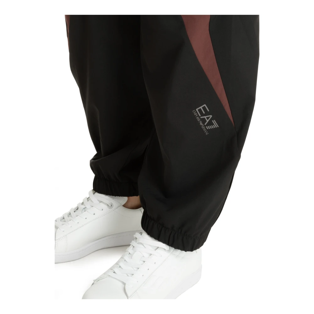 Emporio Armani EA7 Verstelbare Multikleur Sweatpants met Elastische Taille Black Heren