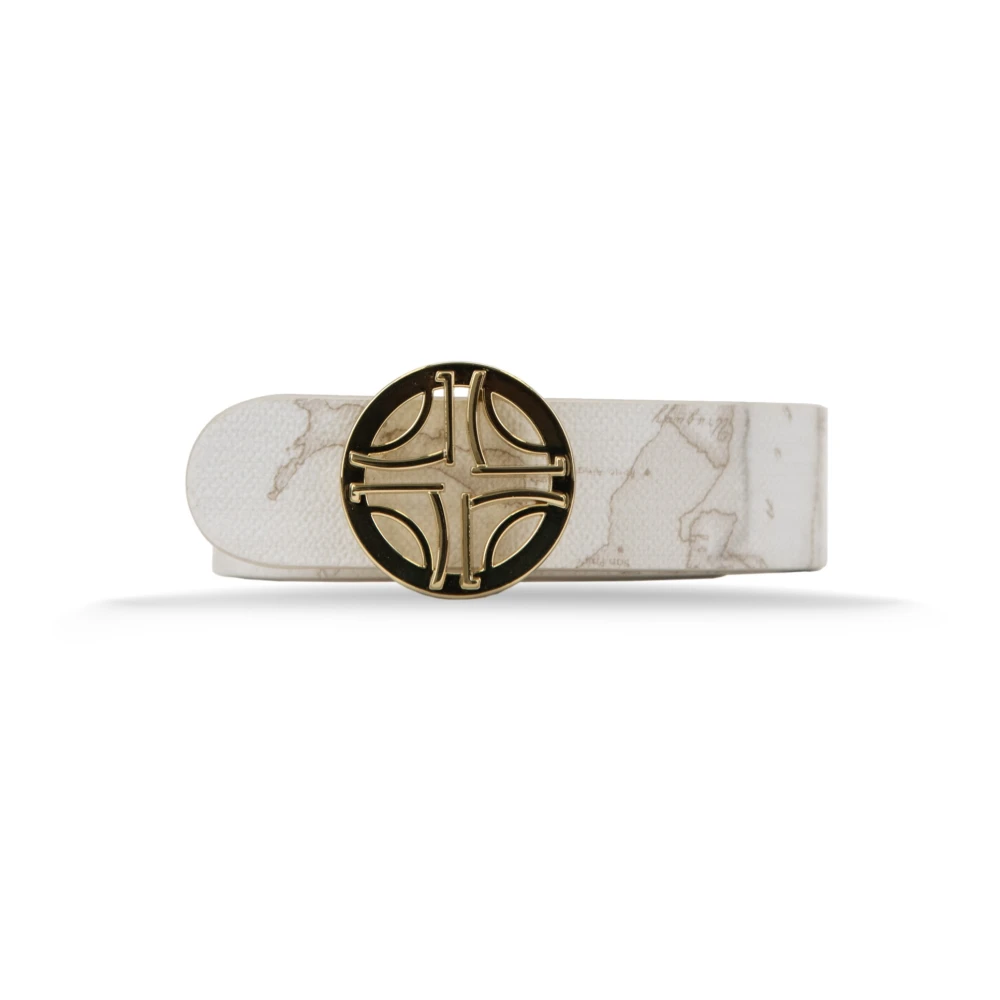 Alviero Martini 1A Classe White Belts, Female, 100 Cm, Iconic Geo Pattern Leather Belt