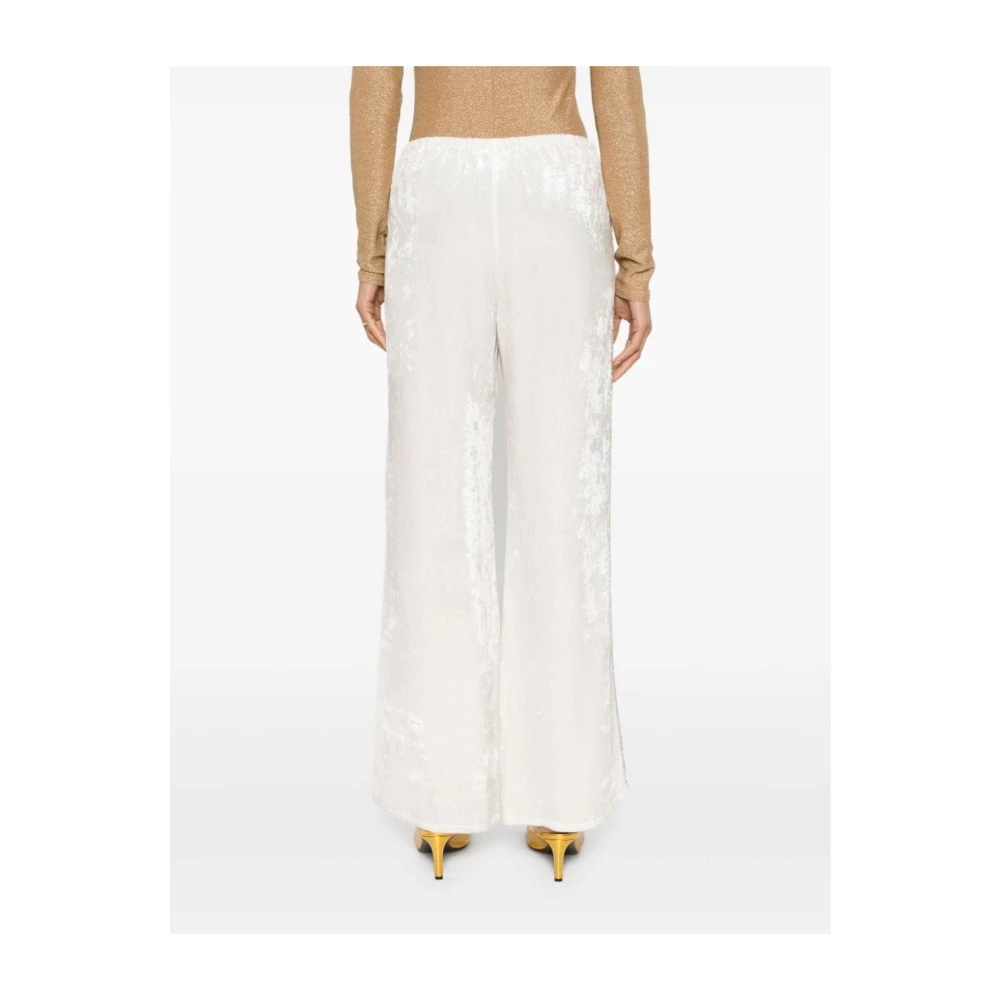 Forte Witte Fluweel Wijde Pijp Broek White Dames
