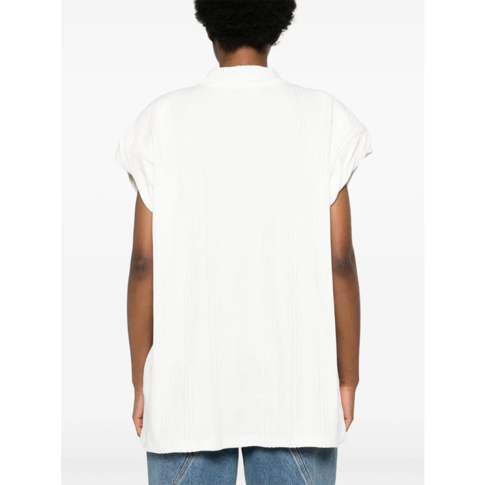 The Attico Ivoor Geribbeld Katoenen T-shirt White Dames