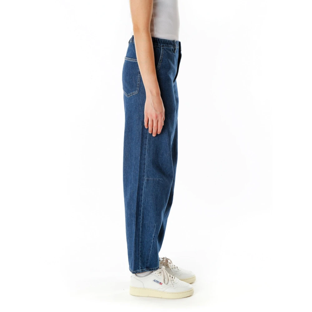 American vintage Relaxed Fit jeans met elastische tailleband Blue Dames