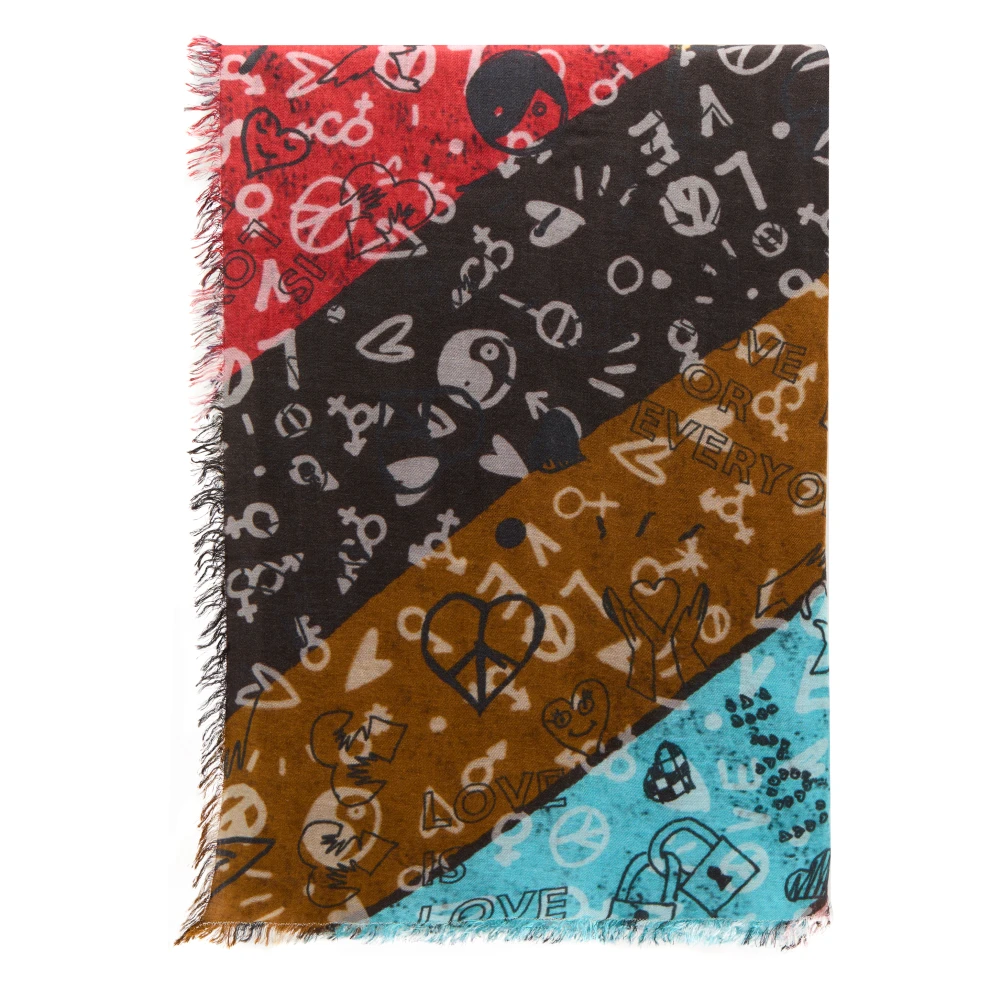 Faliero Sarti Love Is Love Cashmere Scarf Multicolor, Dam